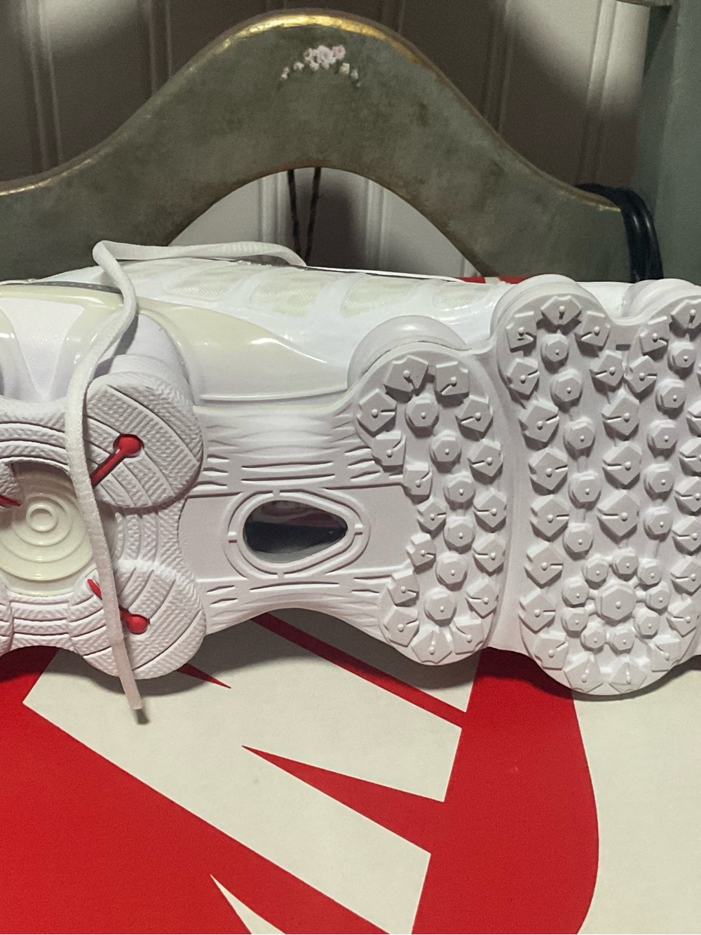 Nike White Metallic Silver Shox TL Box Label - Picture 3 of 4
